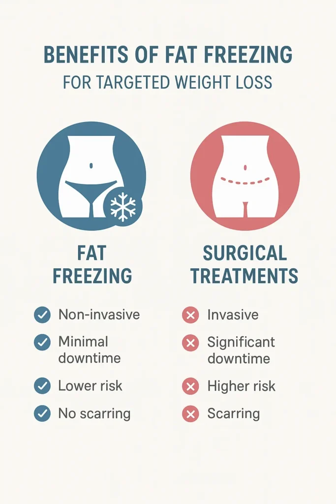 graphic showing the benefits of fat freezing Harlow
