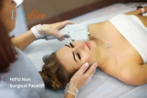 Woman having Hi-Fu to reduce wrinkles Harlow.