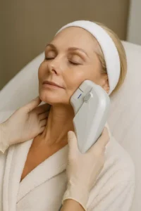 Woman receiving HIFU non surgical facelift treatment Harlow