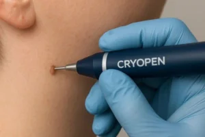 Person receiving skin tag removal Harlow
