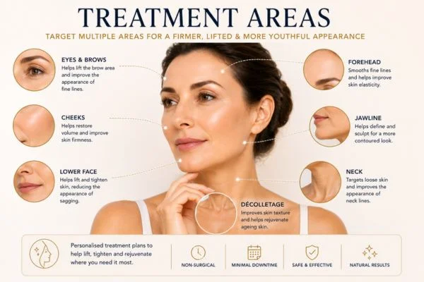 Areas of treatment for the ultimate lift tighten treatment Harlow